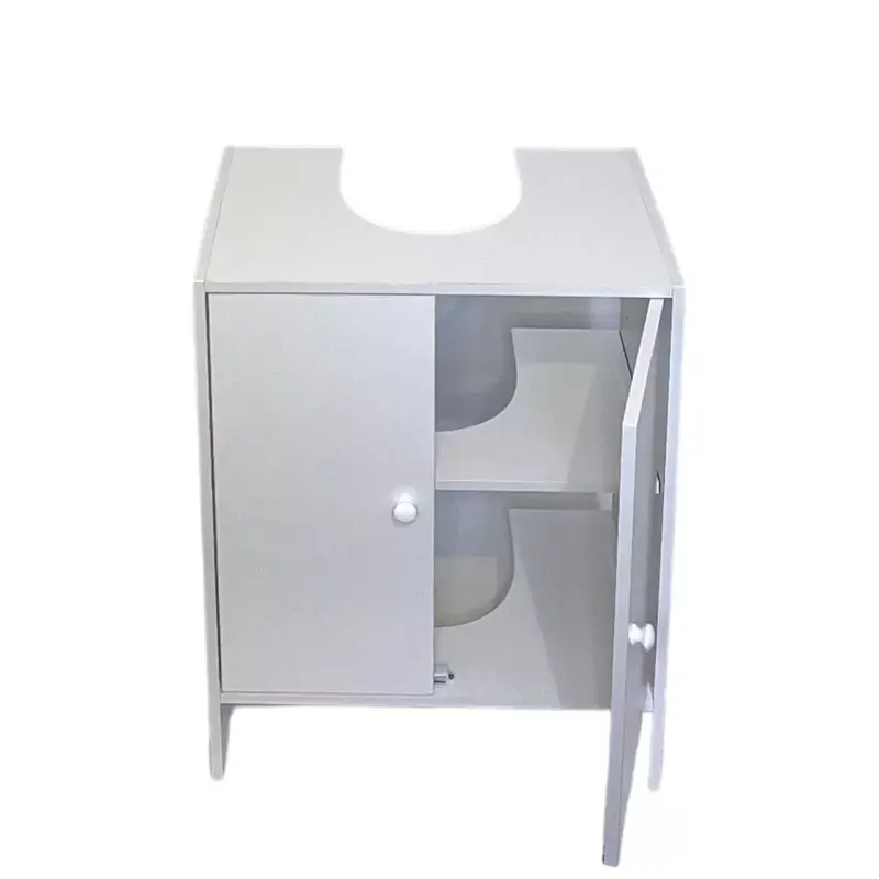 White Bathroom Sink Cabinet Under Basin Unit Cupboard with 2 Door Storage 6