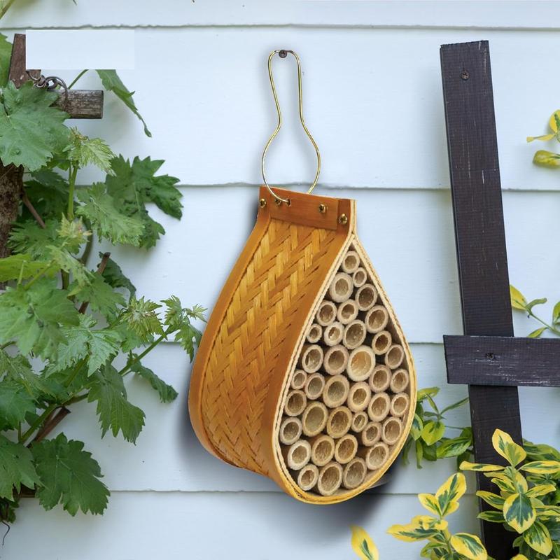 Bamboo Nest House Hanging Bee Bugs Oval Insect Hotel Hanging Teardrop Bee House By MantraRaj 3