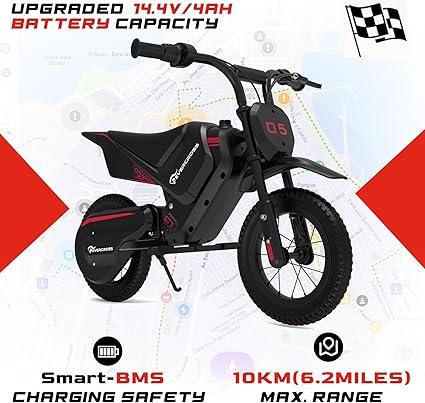 EVERCROSS EV05M Electric Motorcycle for Kids, 150W Kids Ride On Motorcycle, 8/16 km/h Speed Modes & 10 km Long-Range Electric Motorcycle, 12'' Moto Cross for Kids Aged 3-12 Years 2