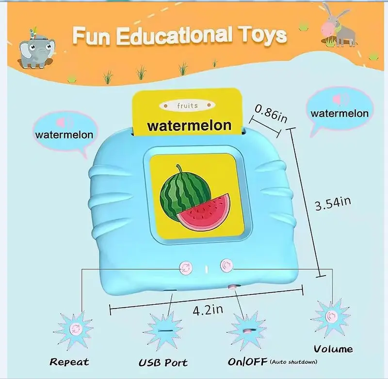 Talking Flash Cards Toy for Children and Toddlers (224 words), Words Sensory Preschool Toy for Speech Therapy & Early Communication for kids, Interactive & Educational Learning Toys 1
