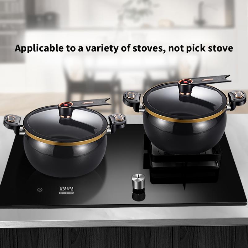 [Kitchen essentials] 1pc Fat and Chubby Soup Pot for Home Use, 7L Large Capacity, 26cm, Non-stick Pot, Suitable for Induction Cooker and Gas Cookware Black 5