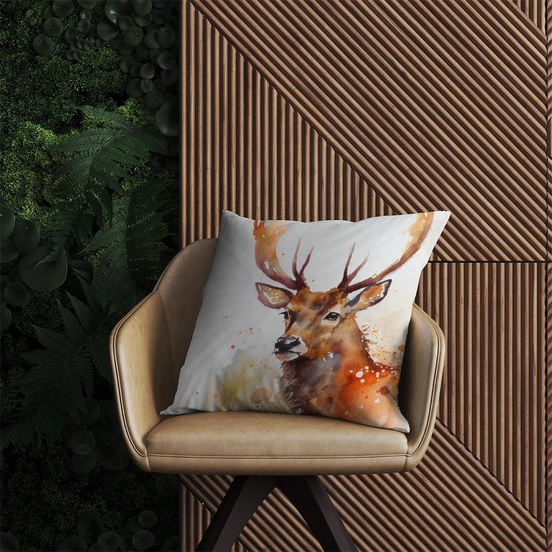 Majestic Stag Watercolour Outdoor Cushion 1