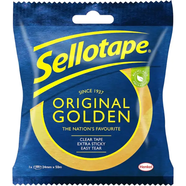 Sellotape Original Golden Multi-Purpose Clear Tape for Household Objects, 24mmx50m