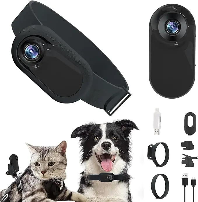 HD 1080P Wireless Collar Camera - Portable, Stable Cat & Dog Collar Camera, Body Cam, and Home Security Camera