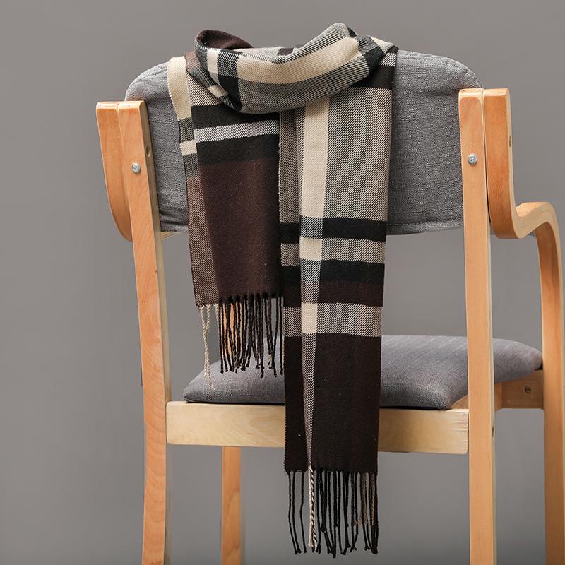 Product Introduction of 185*35cm outdoor Plaid Winter Scarf Women men unisex shalw Warm wrap muffler muffler Fashion Cashmere hijab pashmina tassels 2