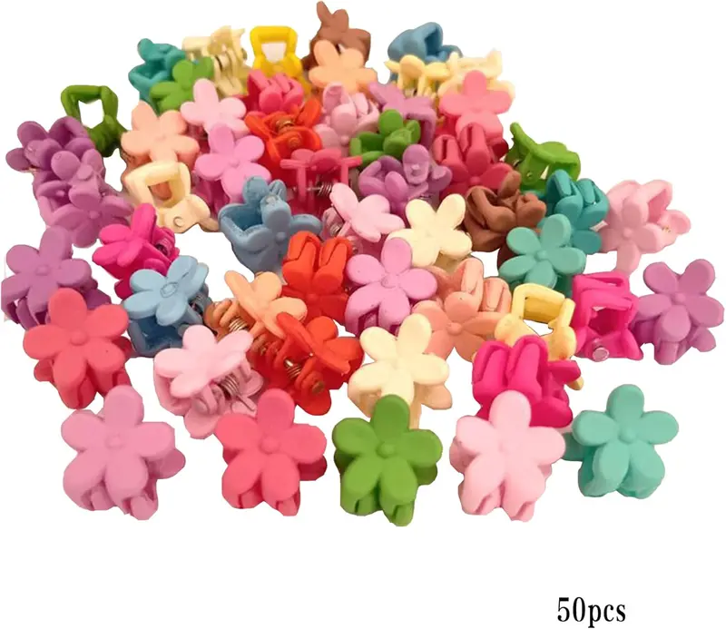 50Pcs Flower Hair Clip 0.51 inch Mini Flower Clips Plastic Hair Claw Clip Small Bangs Hairpin for Women Girls Toddlers 1