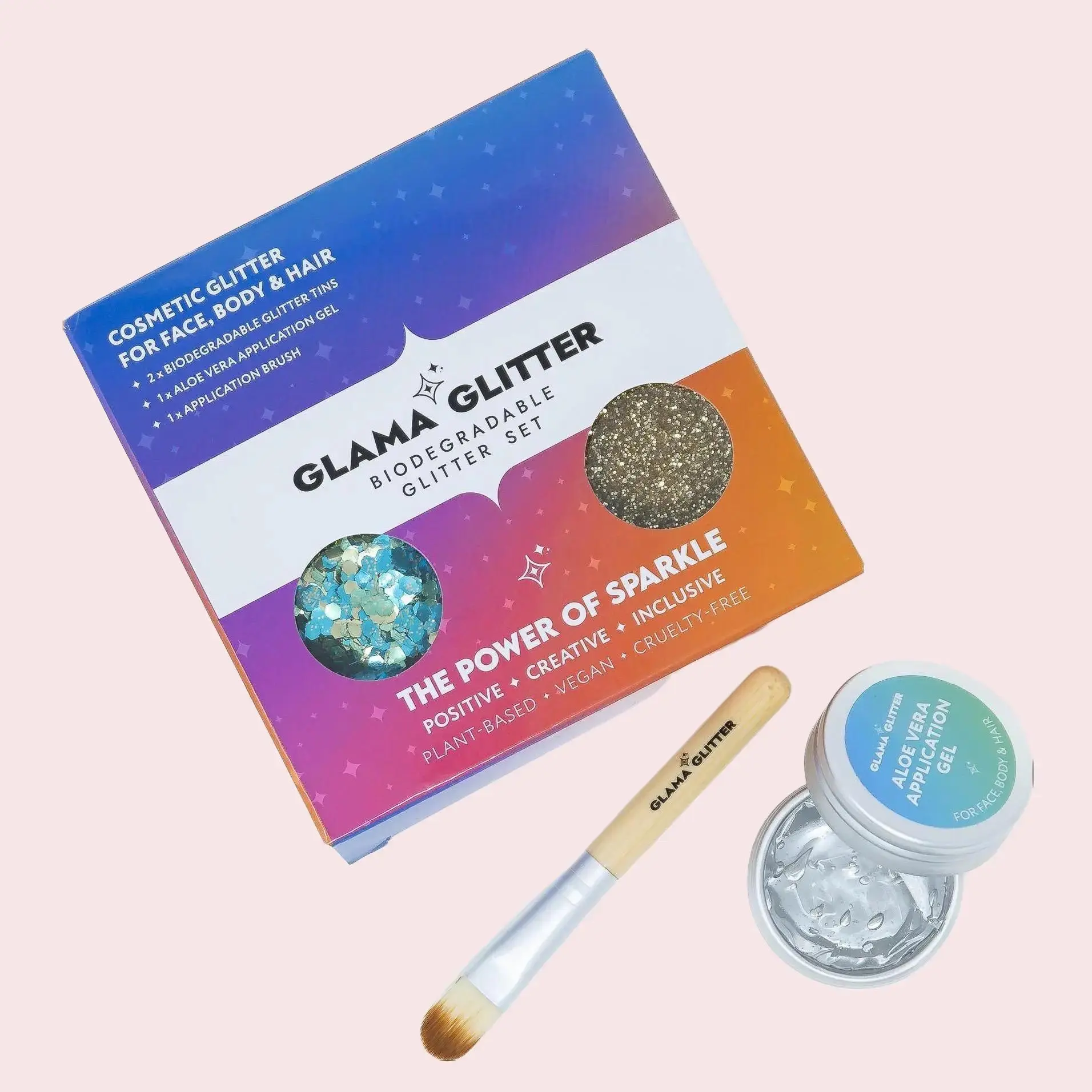 Glamaglitter Mermaid Goddess Cosmetic Biodegradable Glitter Makeup Set - Face, Body, Hair