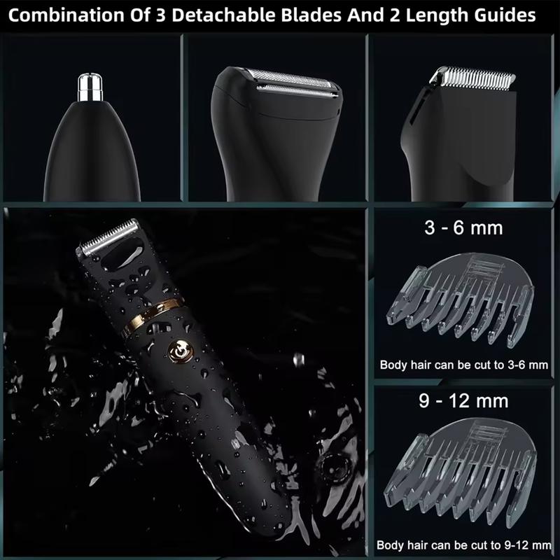 Product Introduction of Three-in-one Electric Body Hair Trimmer- Groin Hair Trimmer - Ball Trimmer for Men - Replaceable Ceramic Blade Heads,USB Recharge,Waterproof Male Hygiene Razor Safe Quick Gift Cordless 5
