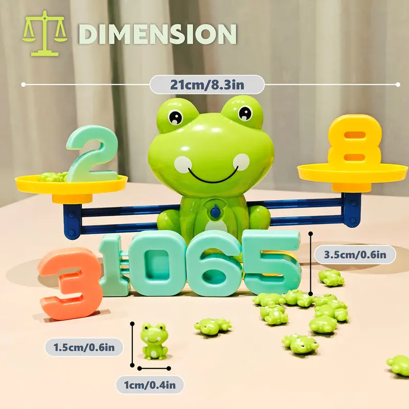 RISELDAJOR    Green Battery-Free Educational Frog Math Balance Toy, Ages 3-6, Featured with Numbers 2, 3, 6 and Guide Cards, Great for Improving Number Recognition and Balance Skills, Ideal for Thanksgiving & Christmas 1