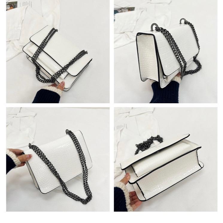 Patent Leather Shiny Crocodile Pattern Chain Underarm Bag - 2024 Summer New Shoulder Bag, Simple Commuter Women's Bag 5