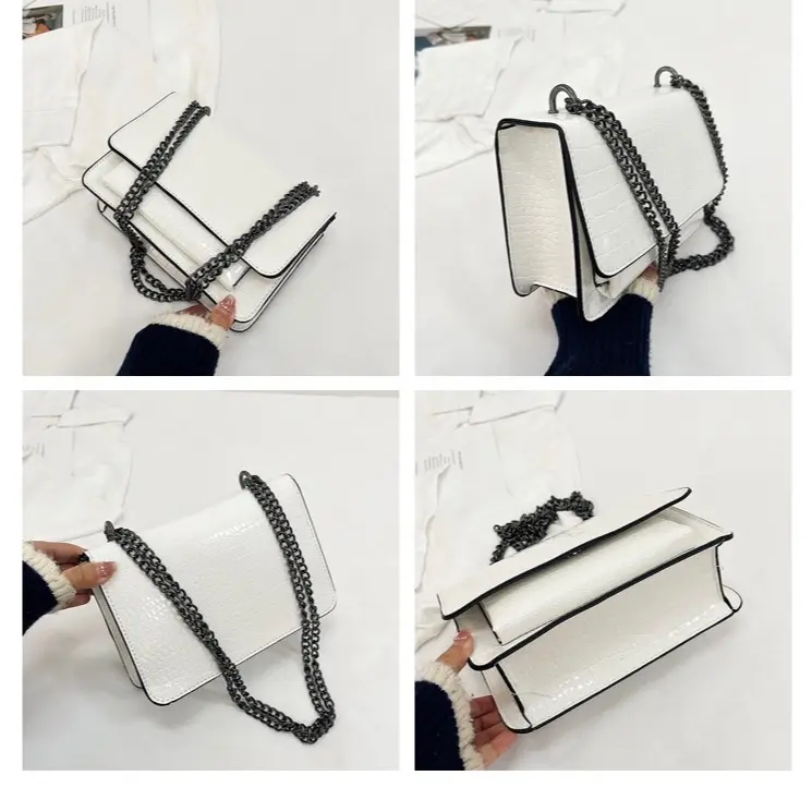 Patent Leather Shiny Crocodile Pattern Chain Underarm Bag - 2024 Summer New Shoulder Bag, Simple Commuter Women's Bag 5