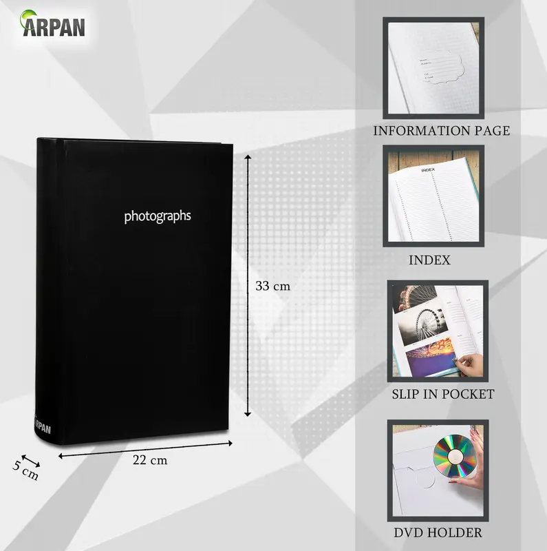 Arpan Large Memo Slip In Photo Album 300 6x4 Photos - Black/Blue/Pink/Purple 4