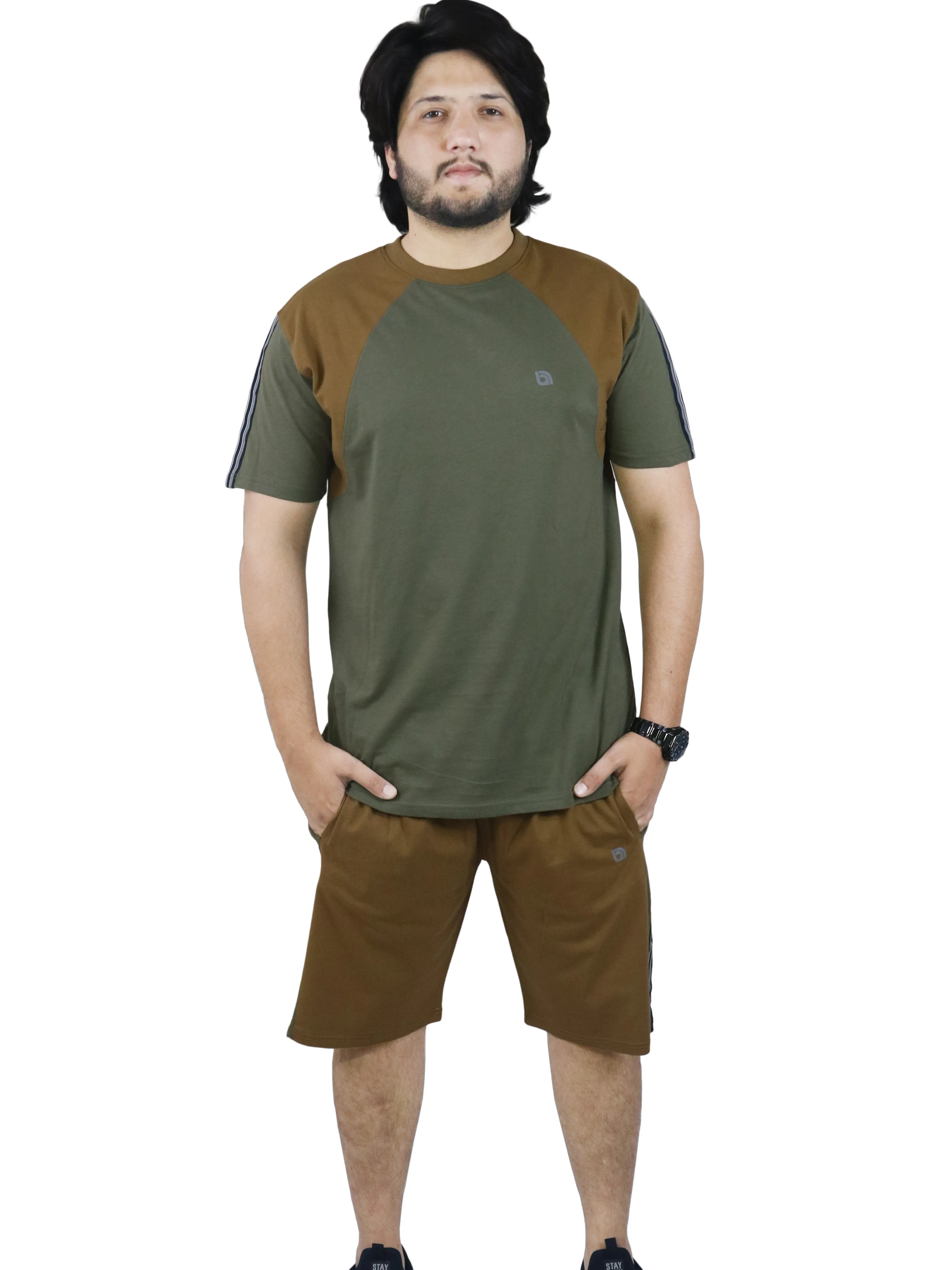 Bahob Men's Short Pyjama Sets Soft Cotton Men's Short PJs, Round Neck T-Shirt Sleepwear Nightwear Set for Men S to 3XL Pajama Set Loungewear