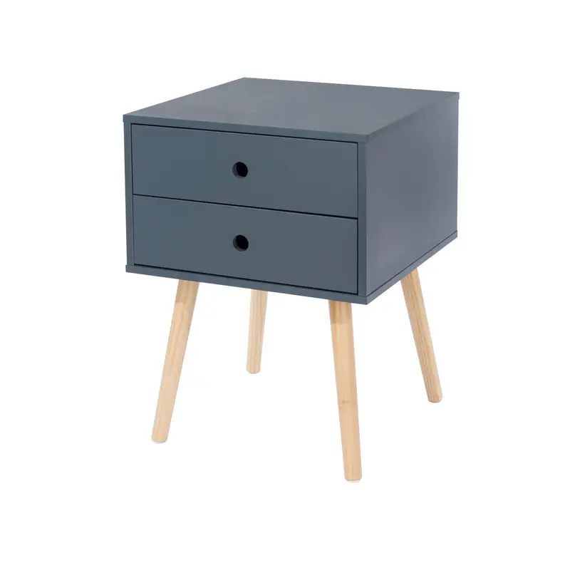 Bedside Table with Solid Wood Legs, 2 Drawers, 3 Colours - Compact Storage Unit for Bedroom Furniture 5