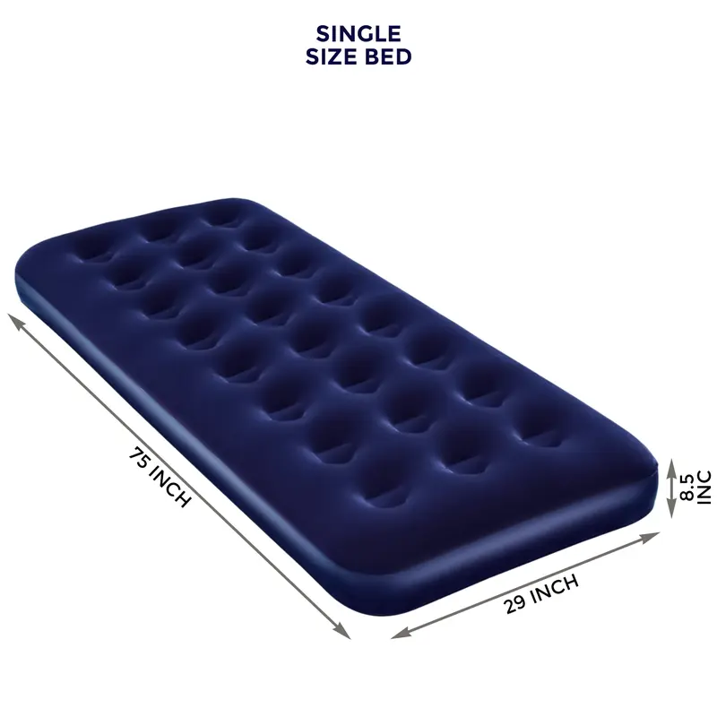 Premium Quality Flocked Single Airbed by Crystals for Indoor and Outdoor Use 1