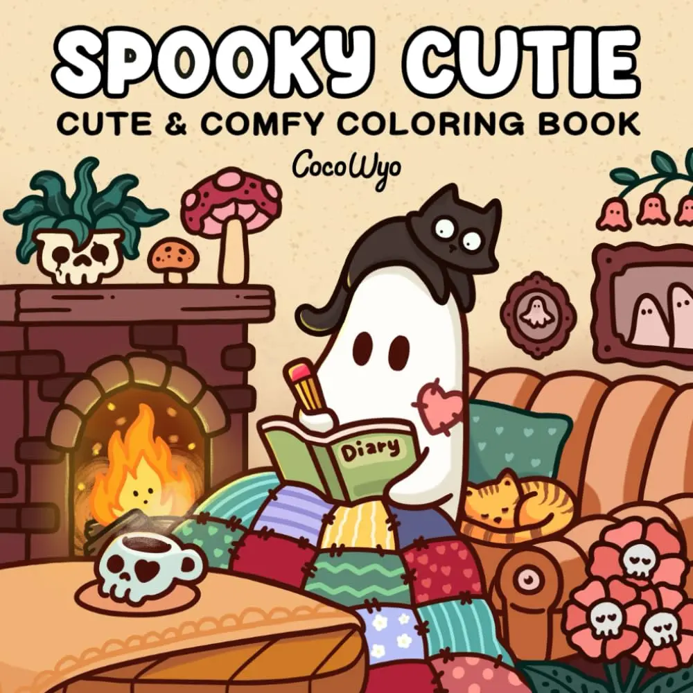 Spooky Cutie: Coloring Book for Adults and Teens Featuring Adorable Creepy Creatures in Cozy Hygge Moments for Relaxation (Cozy Spaces Coloring) Paperback