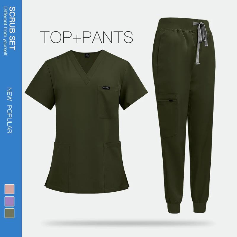 Product Introduction of Surgical Uniforms Woman Nursing Enfermeria Sets Top Pant Articles Medical Uniform Scrubs Clinical Beauty Salon hospital Suits 9