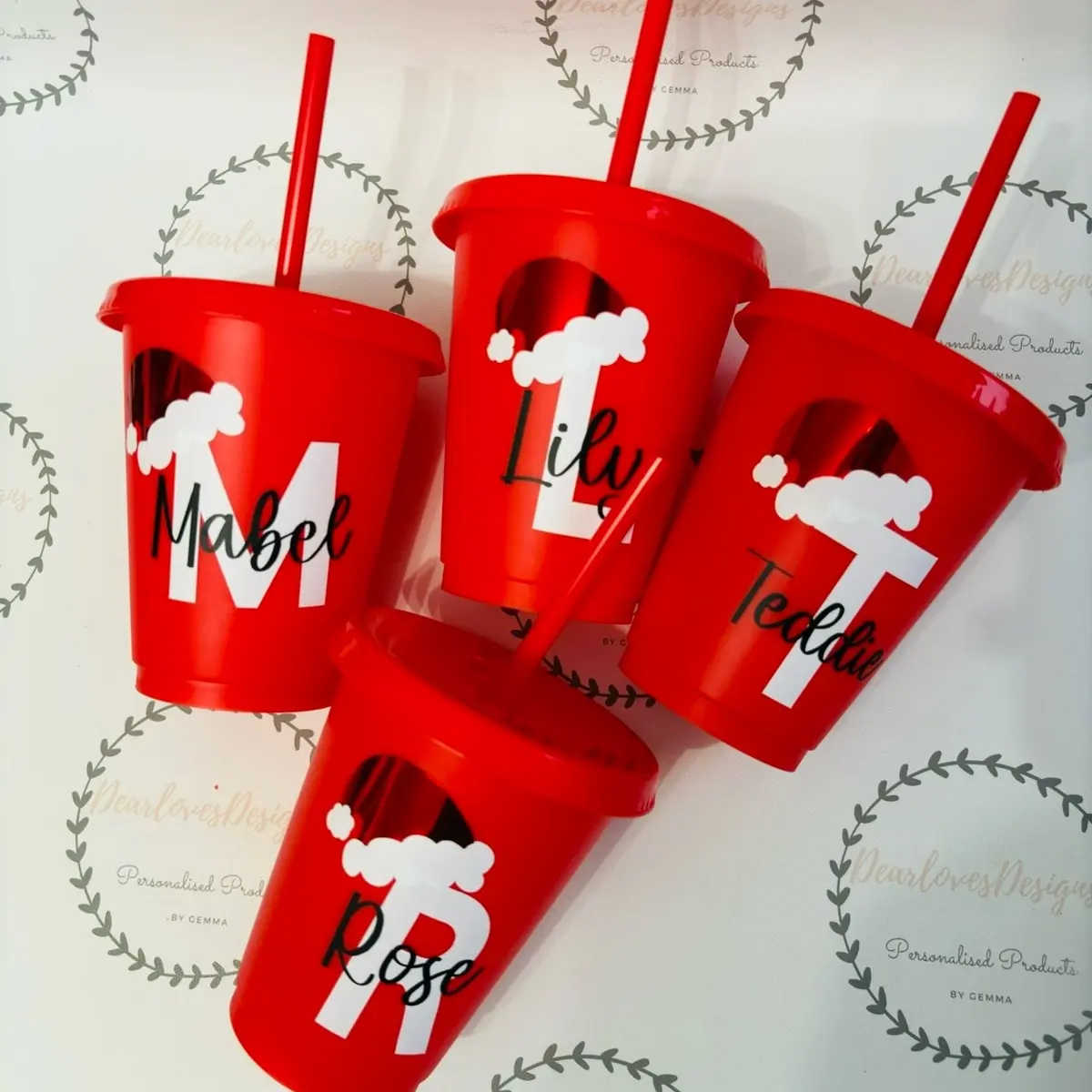 16oz kids personalised Santa hat Christmas cup Drinkware