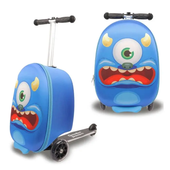 2-in-1 Ride On Scooter Suitcase Kids Travel Luggage Folding Scooter - 8 Characters!