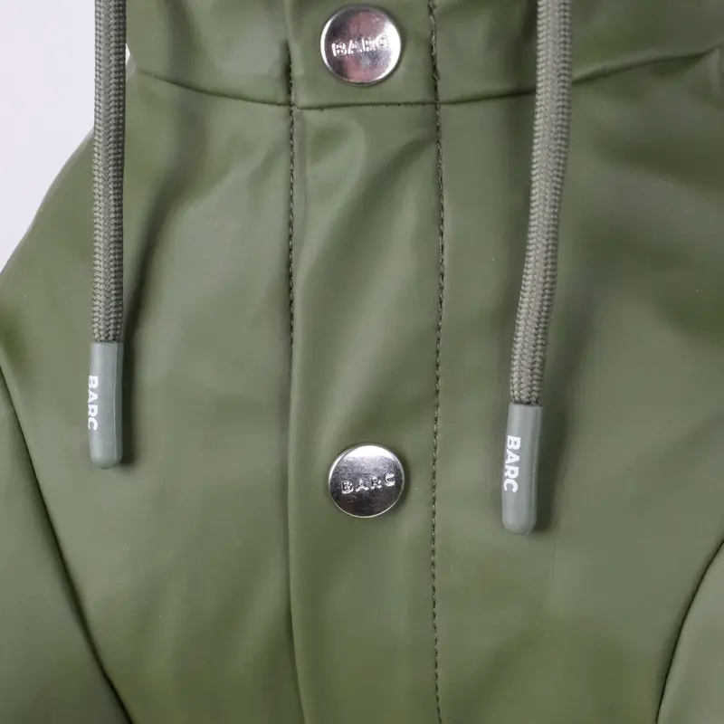 Barc London's Eco-Friendly Dark Green Dog Raincoat - 100% Waterproof and Recycled PU Material 3