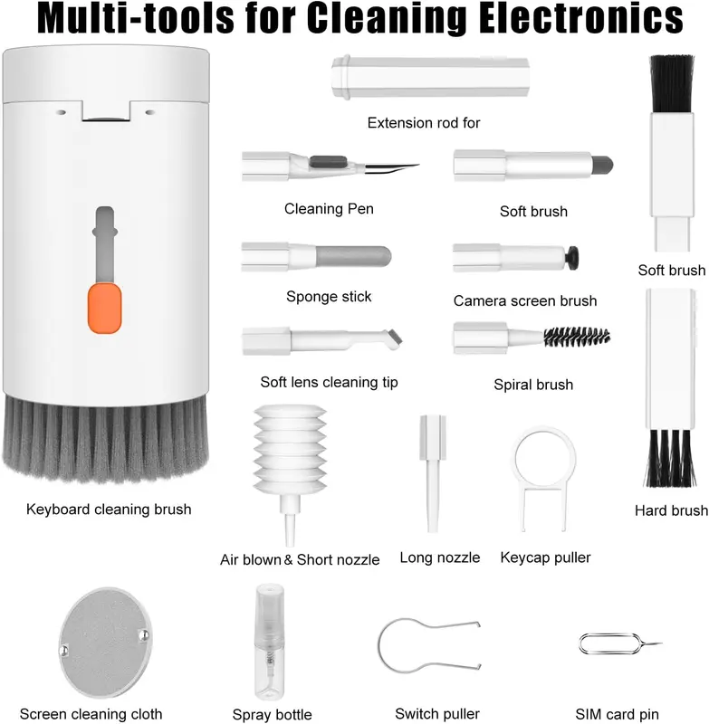 20 in 1 Multifunctional Cleaner Kit for Electronic Devices, Keyboard Cleaning Brush, Headphones Cleaner Kit for AirPods, Multi-Tool for Cleaning Laptop, Keyboard, Earbuds, Camera, Cellphones 1