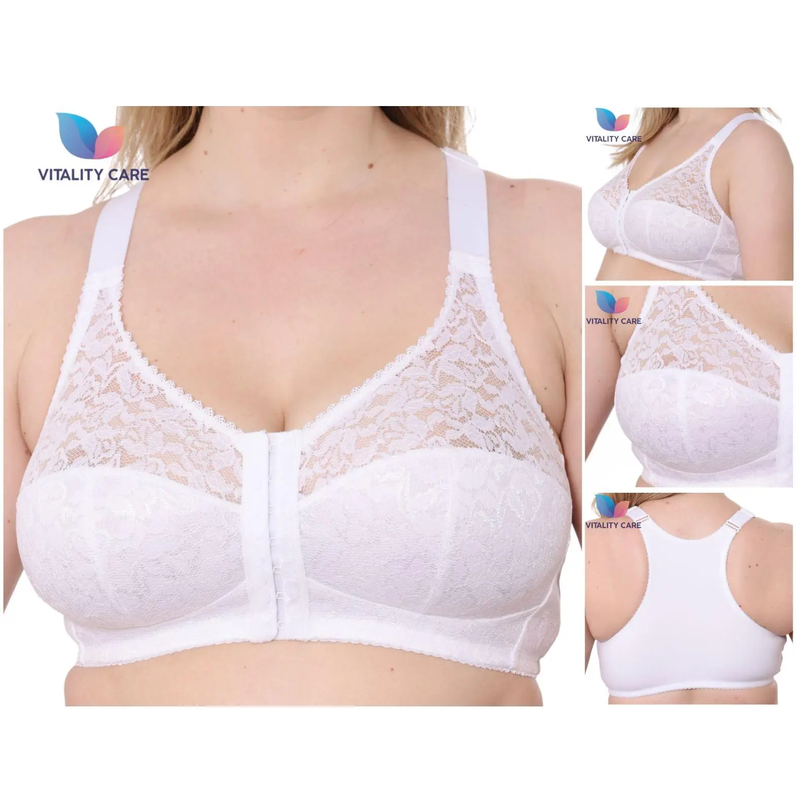 Front Fastening Bra Cotton Rich Ladies Non Wired Firm Support Plus Size Bras, UK
