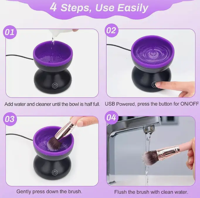 Professional Electric Makeup Brush Cleaner Machine for UK Cosmetic Cleansing 2