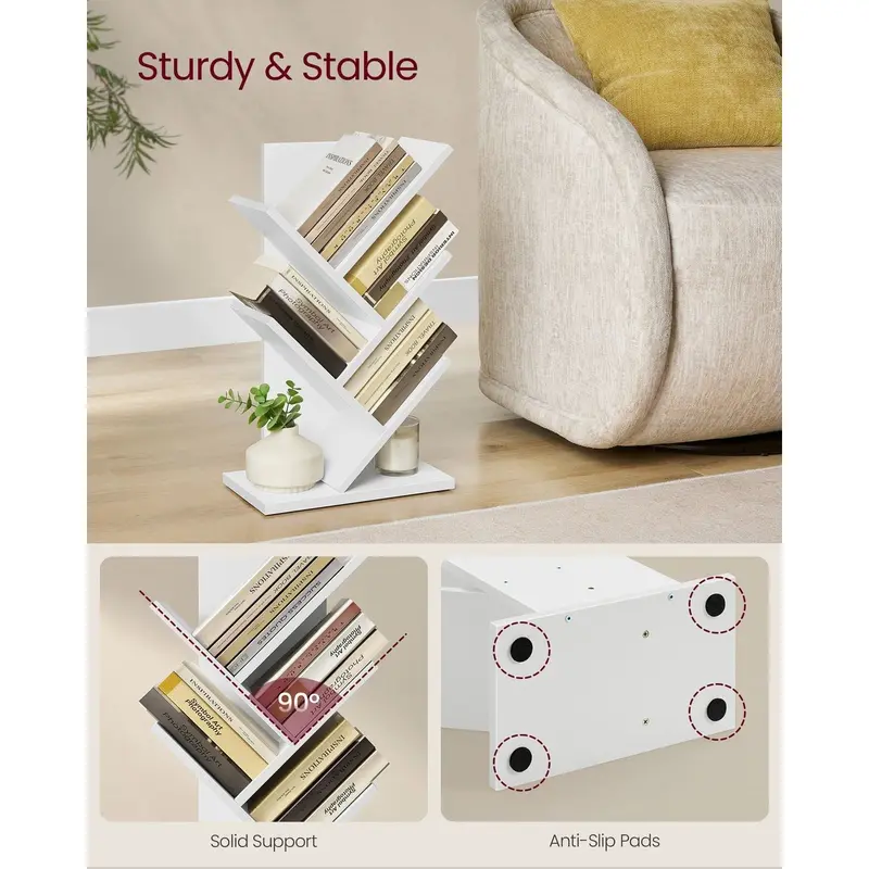 Small White 5 Tier Tree Book Case - Perfect for Home and Office Storage 4