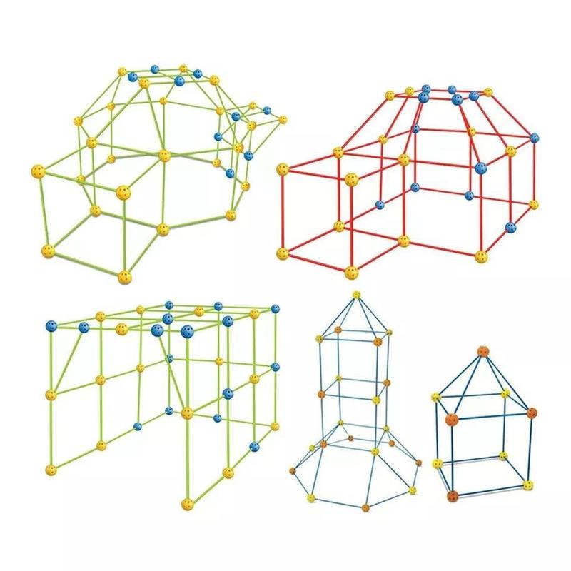 CHILDREN'S KIDS 72 PIECE BUILD & PLAY CONSTRUCTION FORT TENT WENDY HOUSE DEN 2