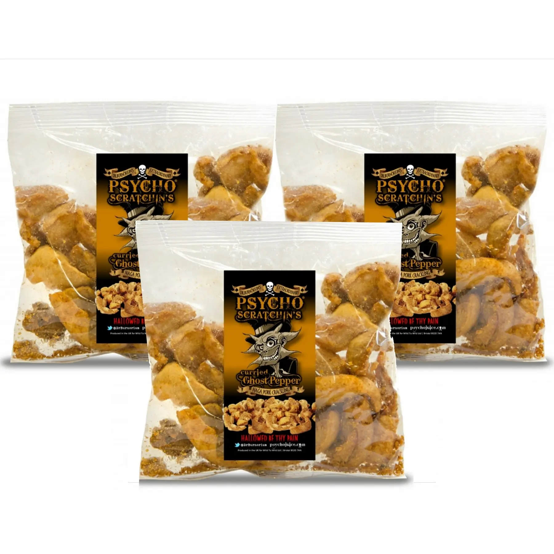 Set of 3 PSYCHO SCRATCHIN’S Curried Naga Pork Crackling