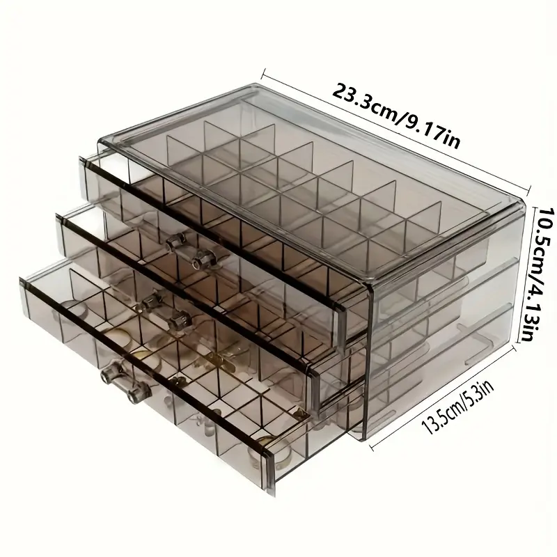 Elegant 3-Layer Jewelry Box with 72-Grid: Classic Octagonal Design & Secure Buckle Closure for Rings, Earrings, Necklaces Organiser 3