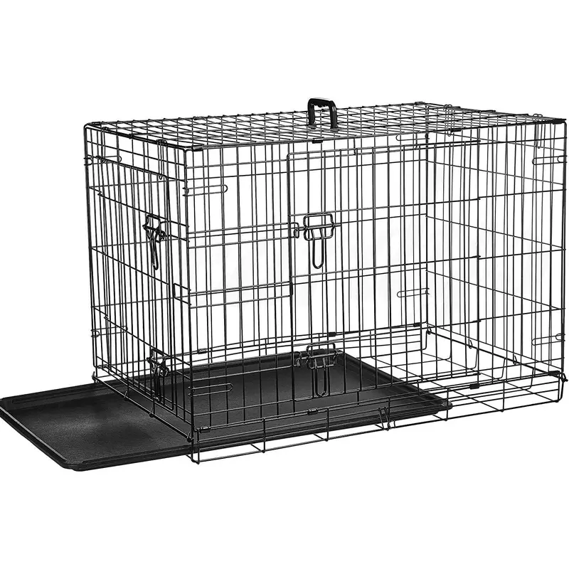 Dog Crate XXL Dog Cage Pet Cages with 2 Doors Easy Clean Removable Plastic Tray Folding Metal Training Crate Extra Large Dog Crate 48 inch (XXL 48") 2
