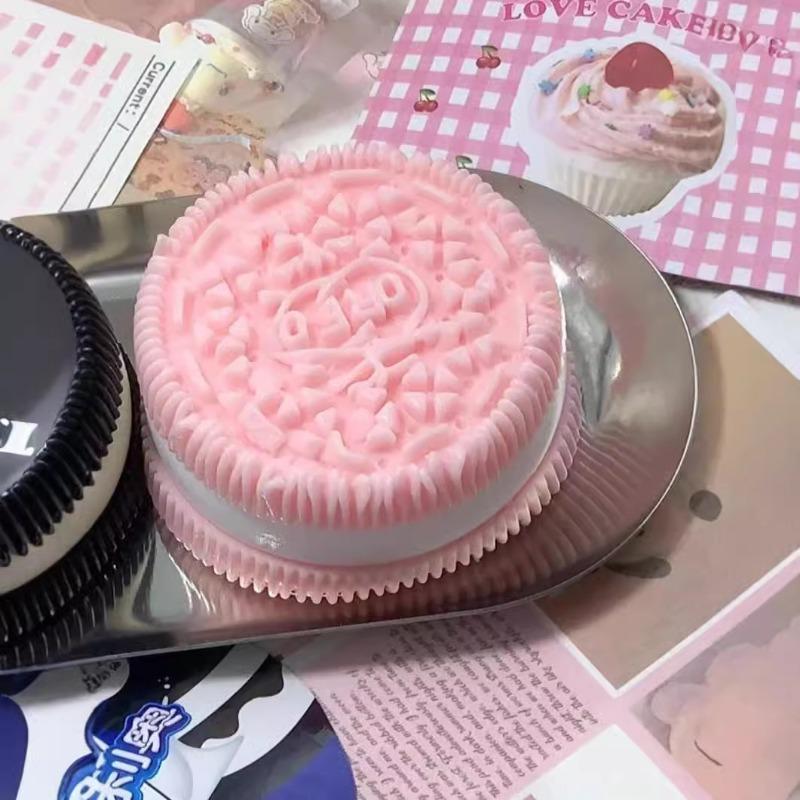 Product Introduction of New Kawaii Handmade Silicone For Big  Stress Relief Squishy Toy Squishy New Fidget Toy Pink Black Biscuit Pinching Toy gift 1