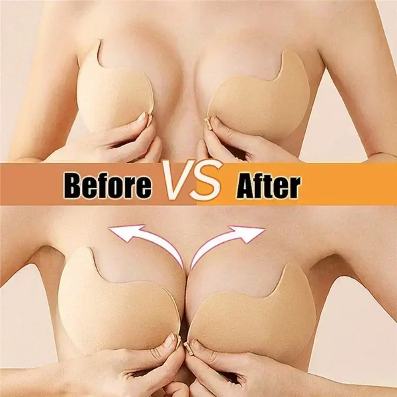 Invisible Push Up Bra for Women Backless Strapless Bra Seamless Front Closure Bralette Underwear Silicone Self-Adhesive Bra Pads 1
