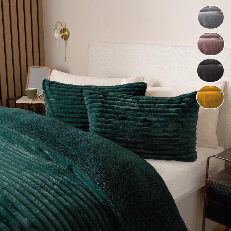 Chic Chunky Ribbed Cord Duvet Cover Set – 3-Piece Bedding Set with 1 Duvet Cover & 2 Pillowcases (No Filler) – Stylish Charcoal Bedding for Cozy & Modern Room Décor 0