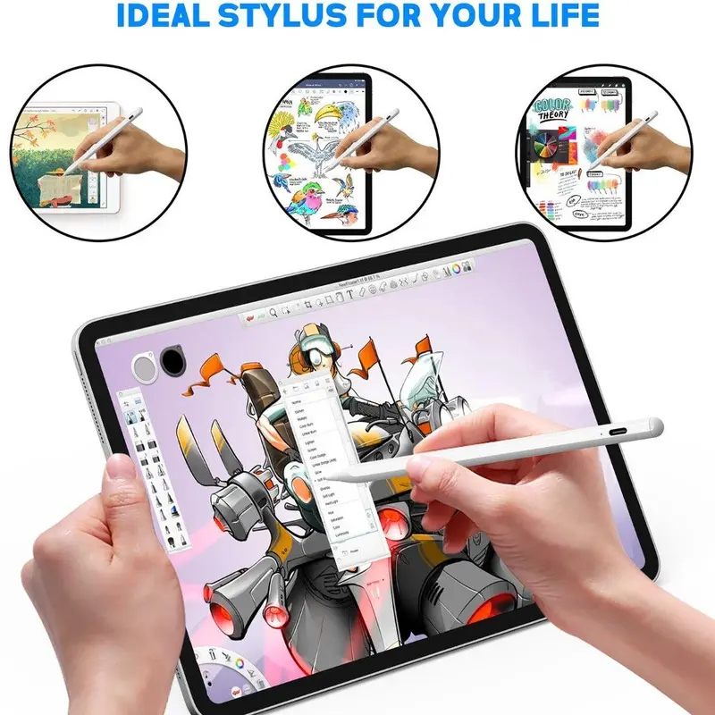 Stylus Touch Screen Pencil Chargeable - Fast Charging, 8-Hour Battery, 1.5mm Precision Tip for Apple, Smartphones & Tablets Device 2