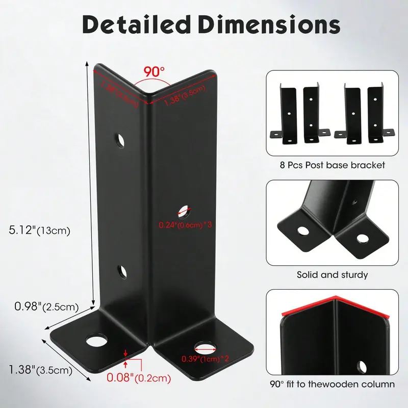 Product Introduction of Versatile 8 - Piece Deck Post Anchor Set: Perfect For Multiple Post Sizes, Heavy - Duty Repair Solution 5