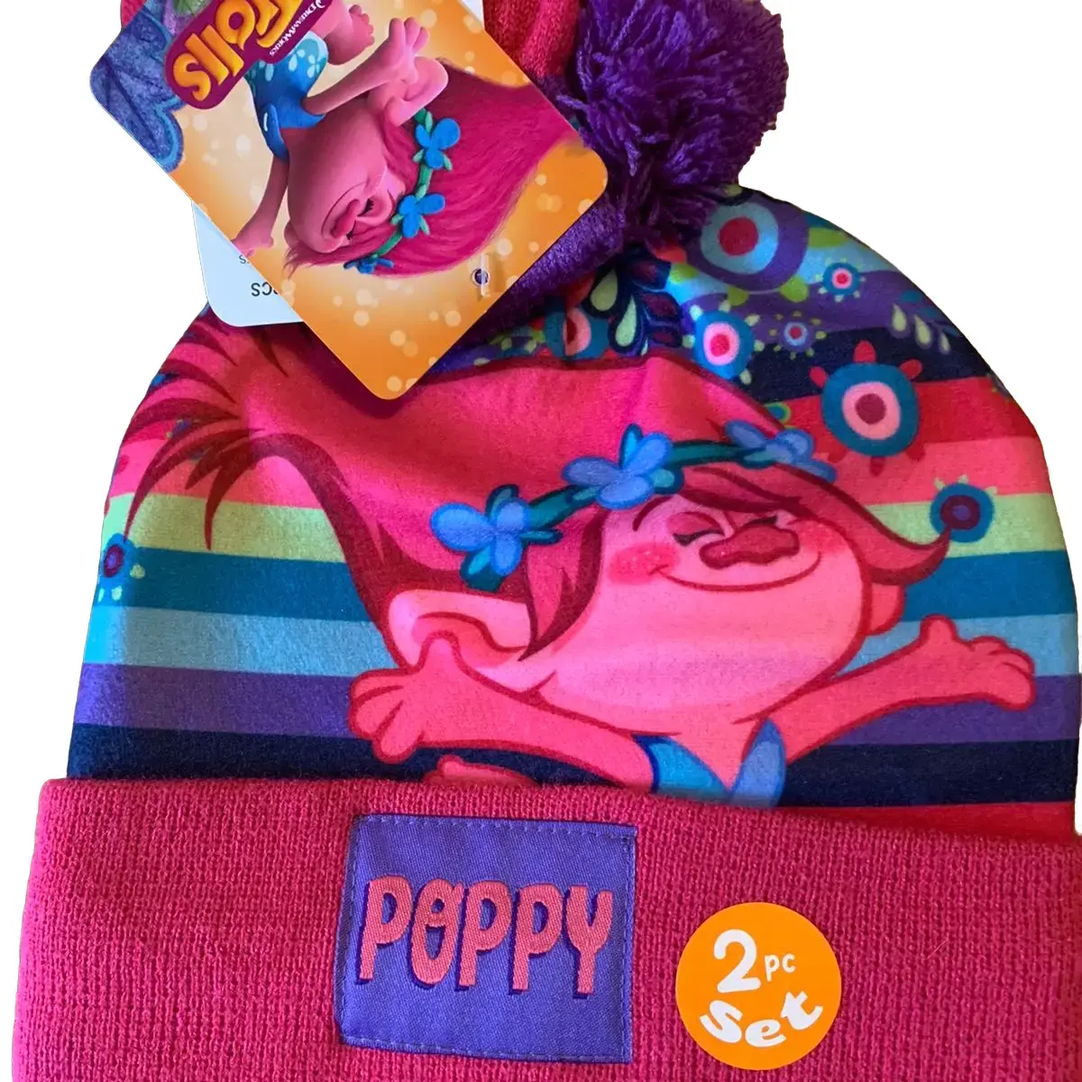 Poppy Trolls Girls Hat and Gloves Set - Kids Fashion Accessories