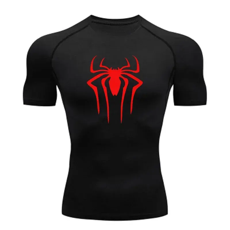 Men's Sports Bottoming Breathable T-shirt Elastic Sportswear Top Bodybuilding Boxing Training Quick-drying Printed Short-sleeve
