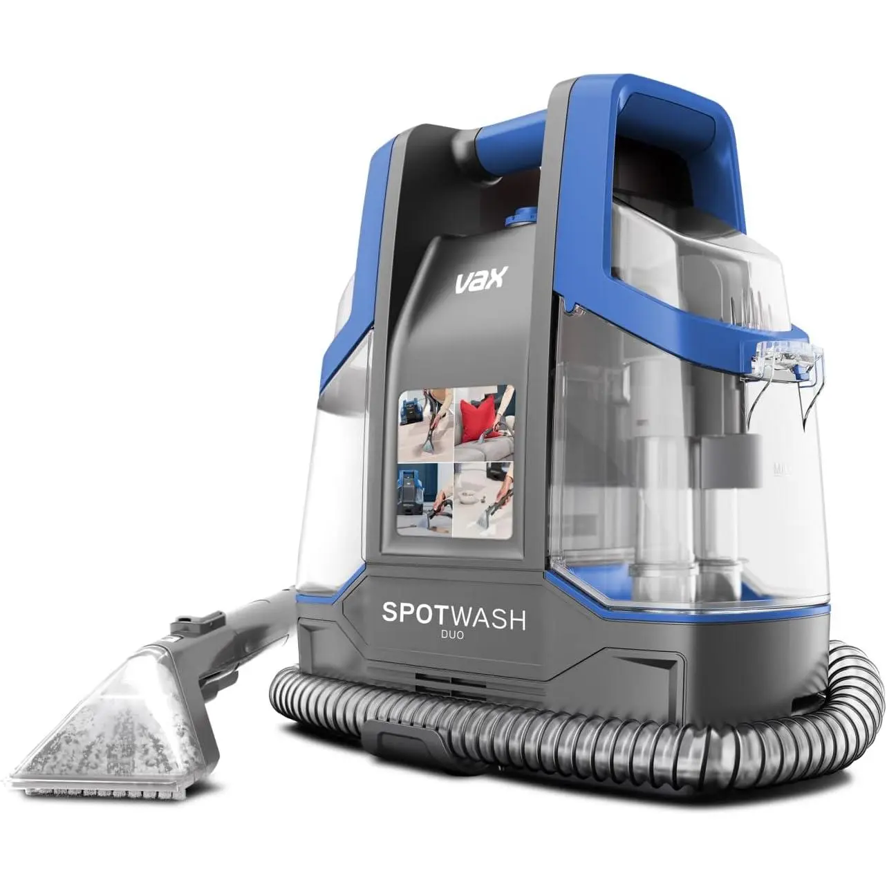 NEW-Vax CDCW-CSXA SpotWash Duo Spot Cleaner, Car, Upholstery, Sofa Carpet Cleaning Machine, Included Pet Tool & Solution Removes Spills & Stains, Portable and Compact Design, 1 Liter, Grey/Blue