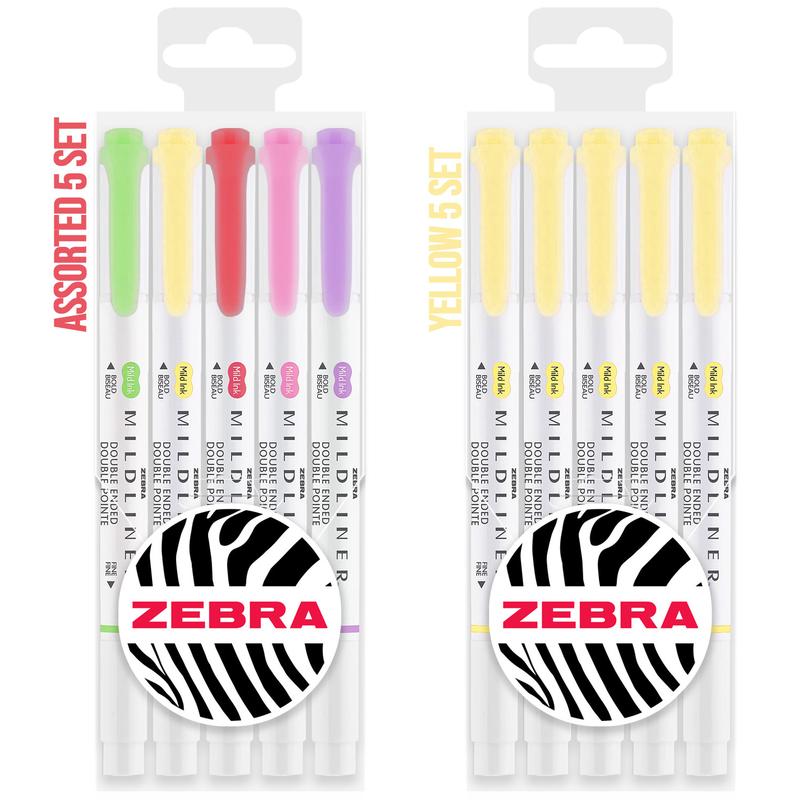 Zebra Pen Mildliner Highlighter Pens | Wallets of 5 | Brush & Fine Tips | Double Ended Markers | Ideal for Revision, Journaling, Calligraphy etc. 4