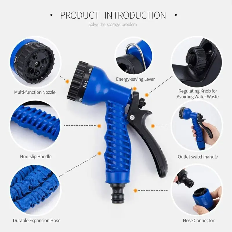 Expandable Garden Hose Pipe Anti Kink with 7 Function Water Spray Gun - Magic Hose 6