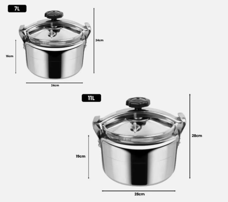 7L-11L Aluminium Pressure Cooker with Lid Latch Indicator - Cookware 2
