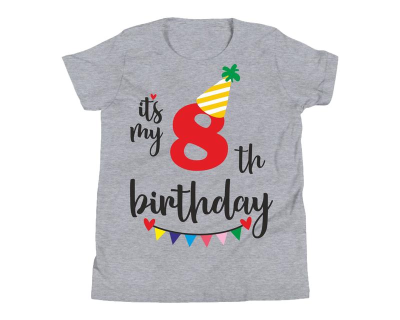 8th Birthday Gift T-Shirt 8 Years Old Birthday Party Boys Girls Kids Cotton Tee 0