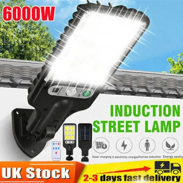 6000W LED Solar Wall Lights PIR Motion Sensor Outdoor Garden Street Fence Light