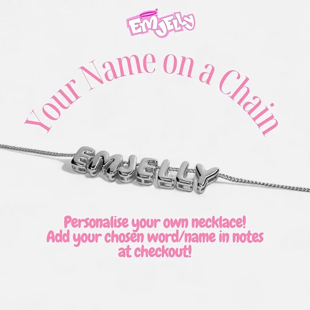 Silver Personalised Name Word Nickname Mini Letters Necklace Jewellery Chain