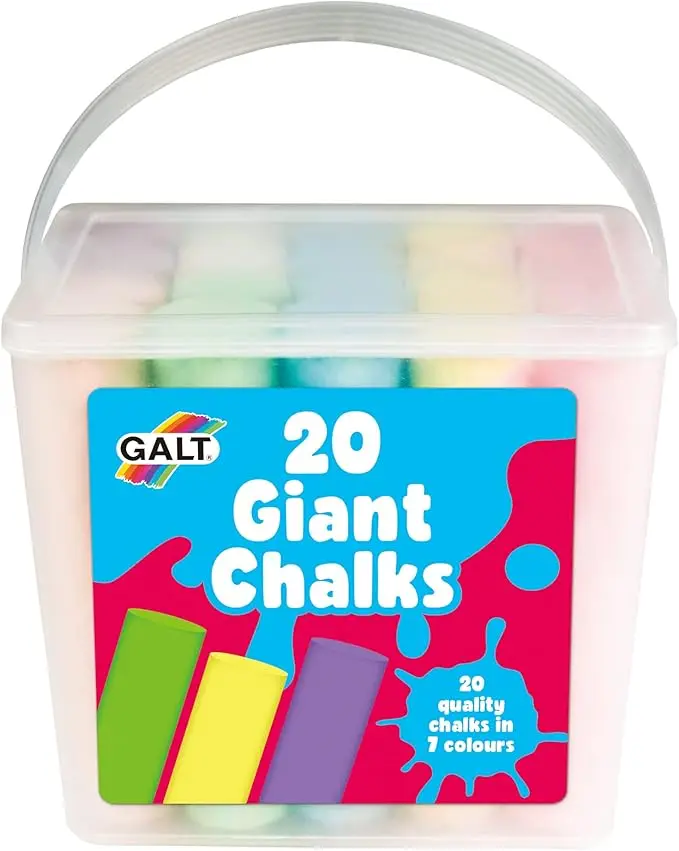 20 Giant Chalks - Extra Large Childrens Chunky Pavement Chalks - Bright Vibrant Colours - Washable