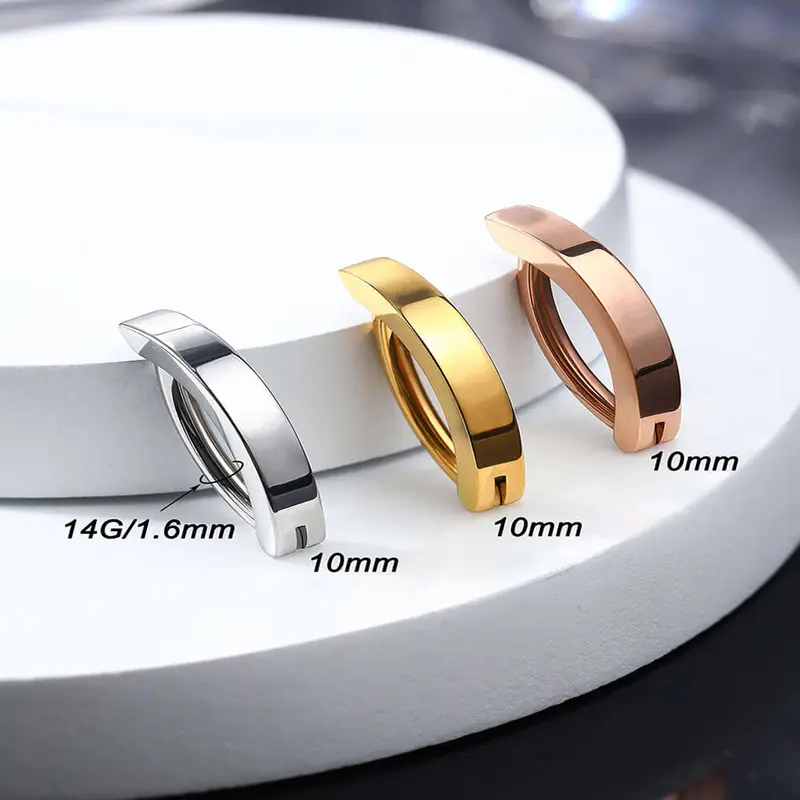 14G Clicker Belly Piercing Hoop Curved Belly Ring 7