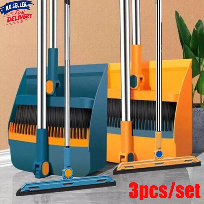 Product Introduction of Long Handled Dustpan and Brush Set Strong Metal Handle Dust Pan & Broom Sweeper Cleaning Collapsible 18