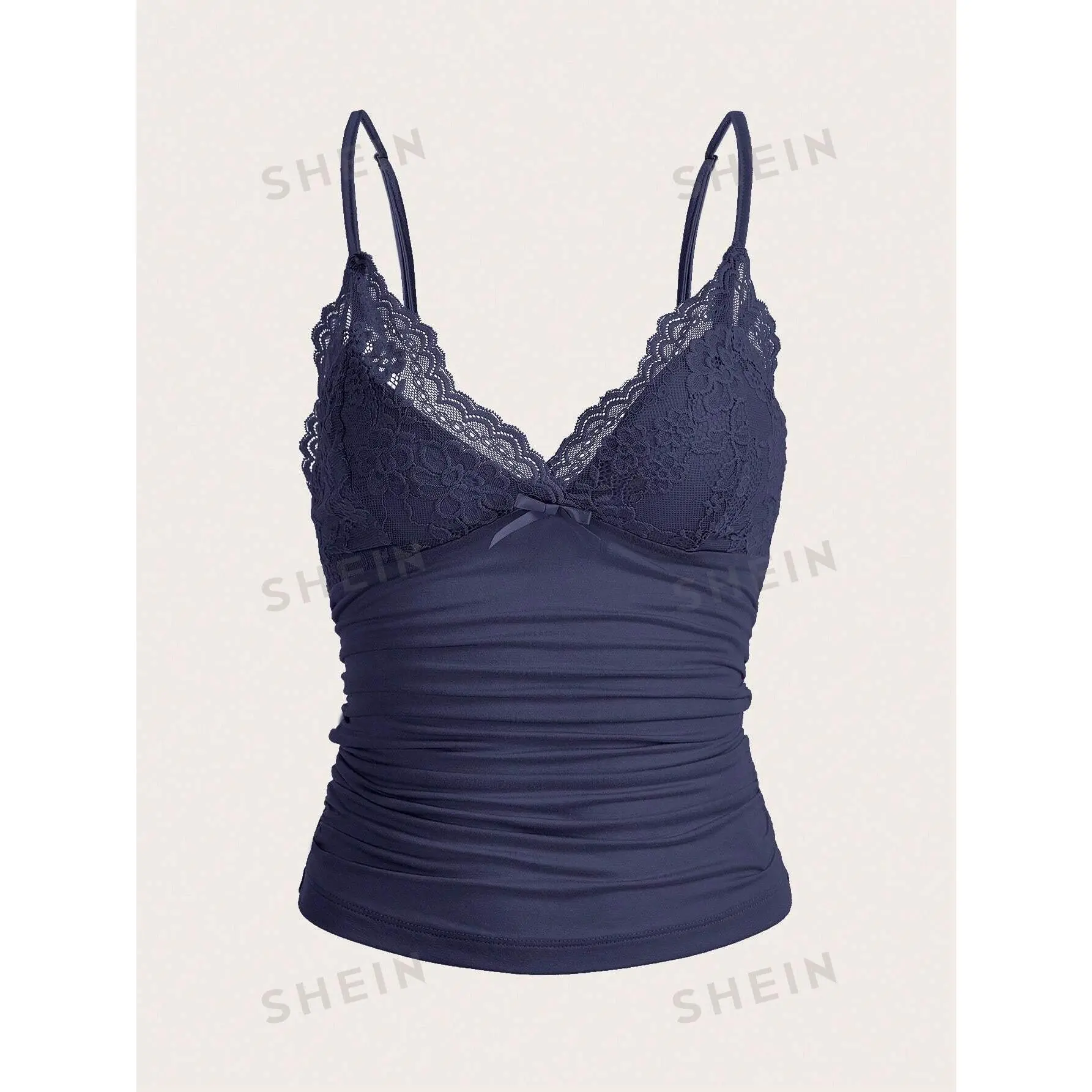 ICON Women's Lace Patchwork Pleated Y2k Cami Tank Top Fabric Fit
